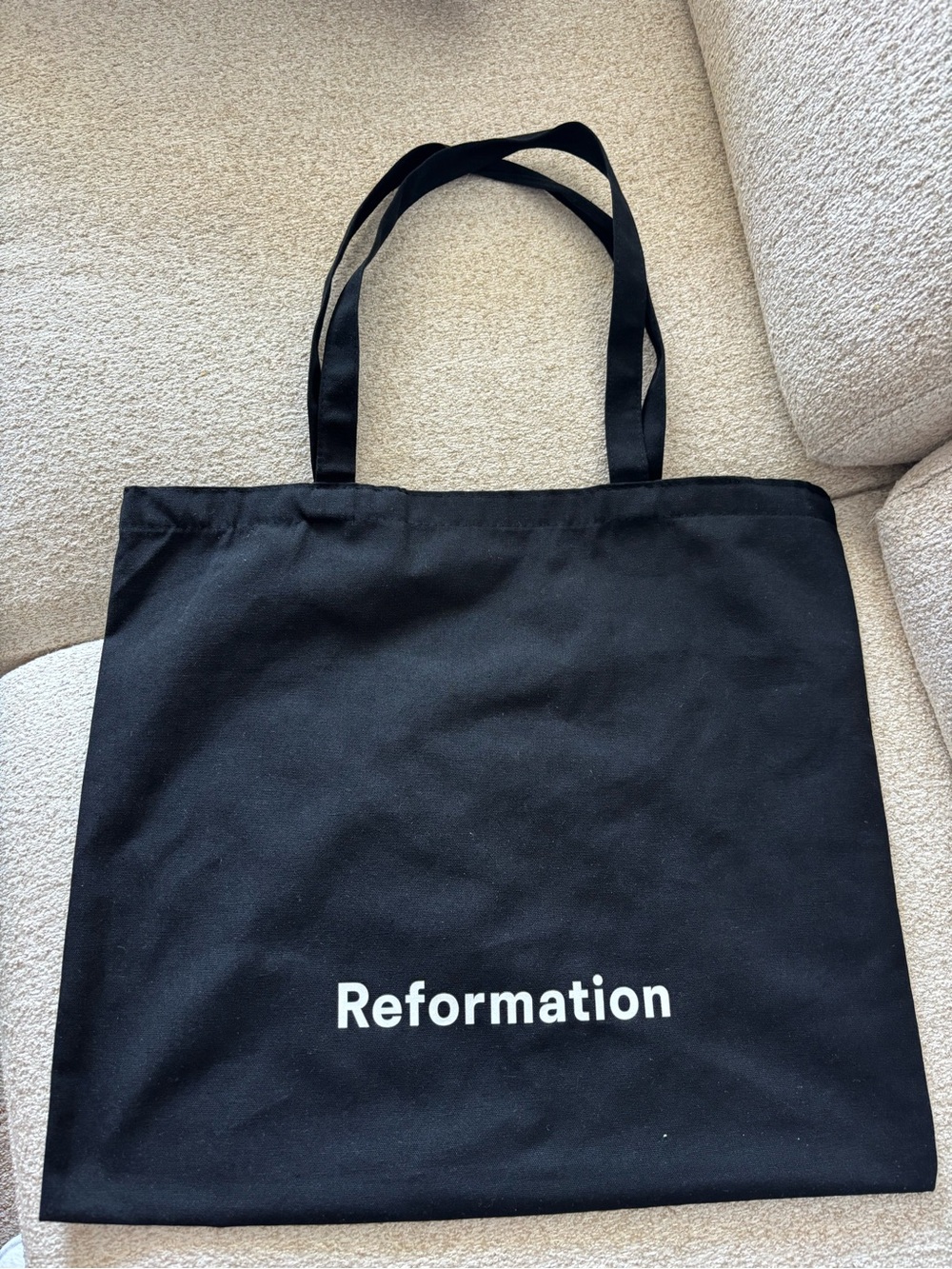 Reformation Black Canvas Tote with White Logo